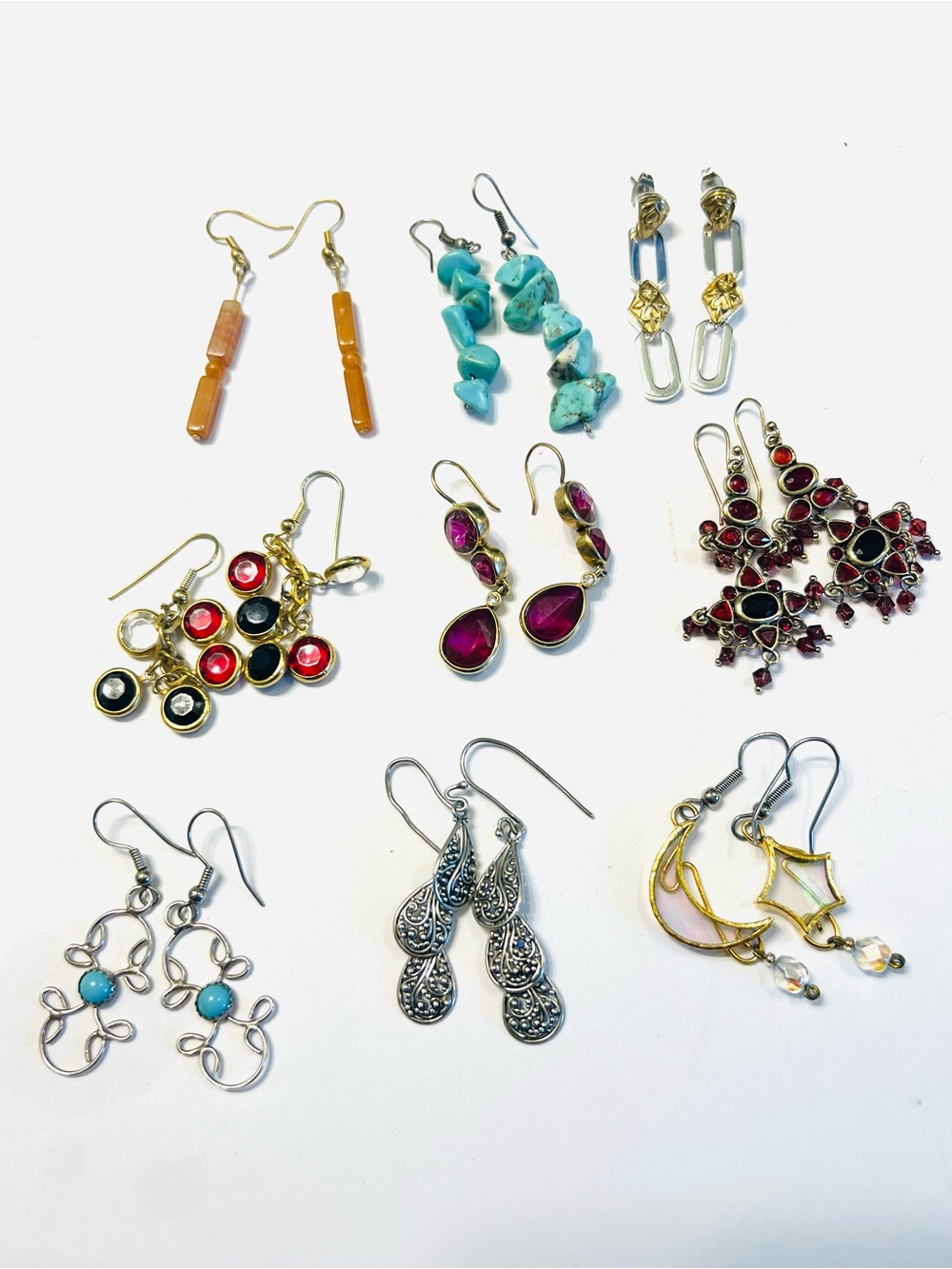 Lot of 9 Pairs Mixed Earrings Vintage Fashion Jewelry Bundle Reseller Lot
